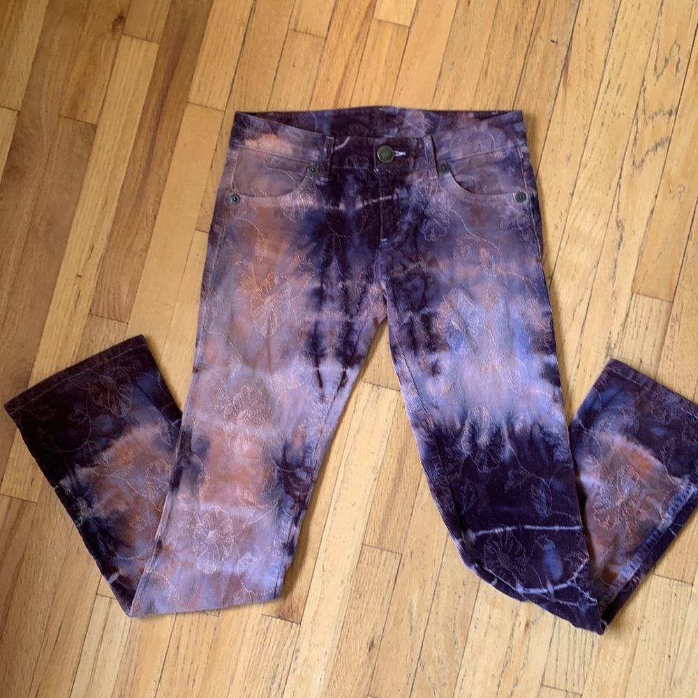 Unique tie dye low rise Cords